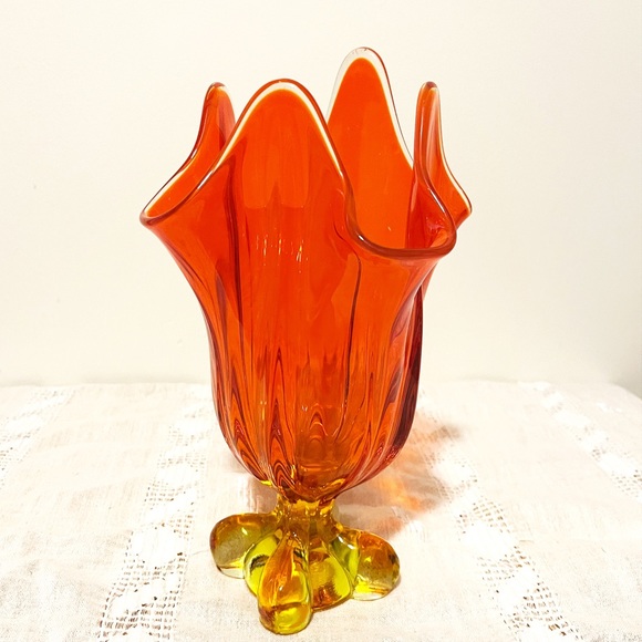 Vintage Other - Vintage 1960s MCM | Viking Glass Epic Persimmon 4 Petal Vase